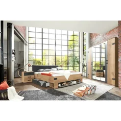 WIMEX Kleiderschrank Stockholm 225 x 210 x 58 cm Beige/Grau
