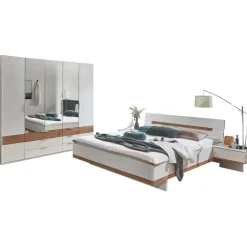 WIMEX Komplettschlafzimmer "Gibraltar", weiß (weiß, absetzung artisan eiche nachbildung), B/H: 180cm x 200cm, Holzwerkstoff, Schlafzimmermöbel-Sets