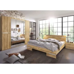 WIMEX Schlafzimmer-Set "Anna", beige (plankeneichefarben), B/H: 180cm x 200cm, Schlafzimmermöbel-Sets
