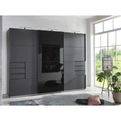 WIMEX Schwebetürenschrank Saigon 270 x 208 x 64 cm Grau/Schwarz