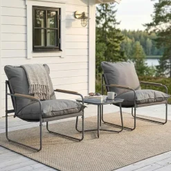Woltu Gartenlounge-Set 3-tlg. Grau