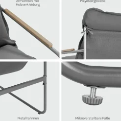 Woltu Gartenlounge-Set 3-tlg. Grau