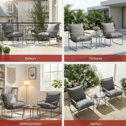 Woltu Gartenlounge-Set 3-tlg. Grau