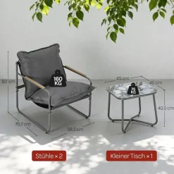 Woltu Gartenlounge-Set 3-tlg. Grau