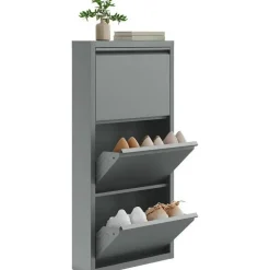Woltu Schuhregal 50 x 106 x 15 cm grau / grau