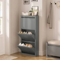 Woltu Schuhregal 50 x 106 x 15 cm grau / grau