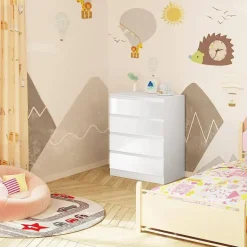 Woltu Wickelkommode mit abnehmbarem Wickelaufsatz, Wickeltisch Baby