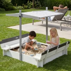 wondermake® Sandkasten mit Dach und Abdeckung grau/schwarz/weiß