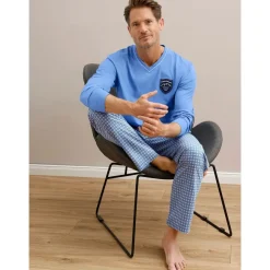 wäschepur Schlafanzug Jersey Blau 56/58
