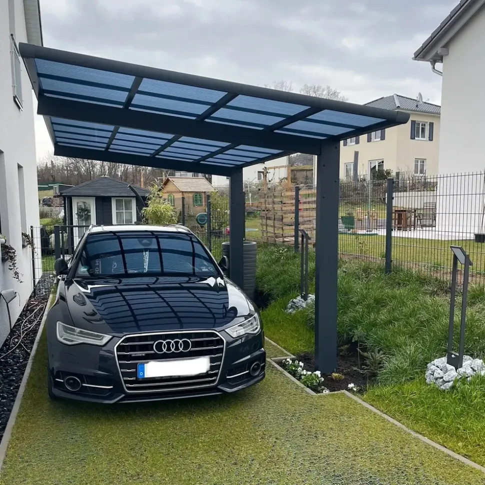 Ximax Carport Wing 2,80 x 5,31 m anthrazit mit Regenrinne