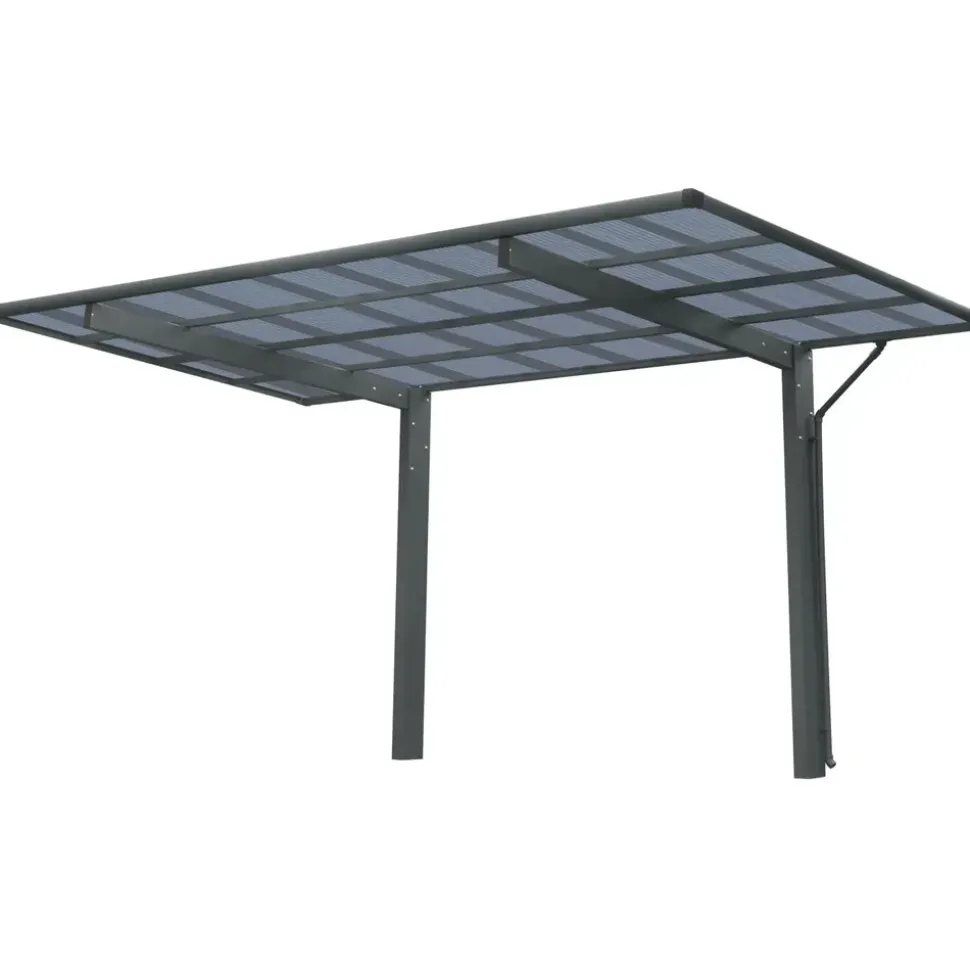 Ximax Carport Wing 2,80 x 5,31 m anthrazit mit Regenrinne