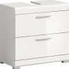 xonox.home Waschbeckenunterschrank 2 Schubladen 60 x 56 x 34 cm Weiß Hochglanz