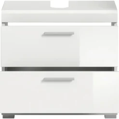 xonox.home Waschbeckenunterschrank 2 Schubladen 60 x 56 x 34 cm Weiß Hochglanz