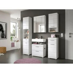 xonox.home Waschbeckenunterschrank 2 Schubladen 60 x 56 x 34 cm Weiß Hochglanz
