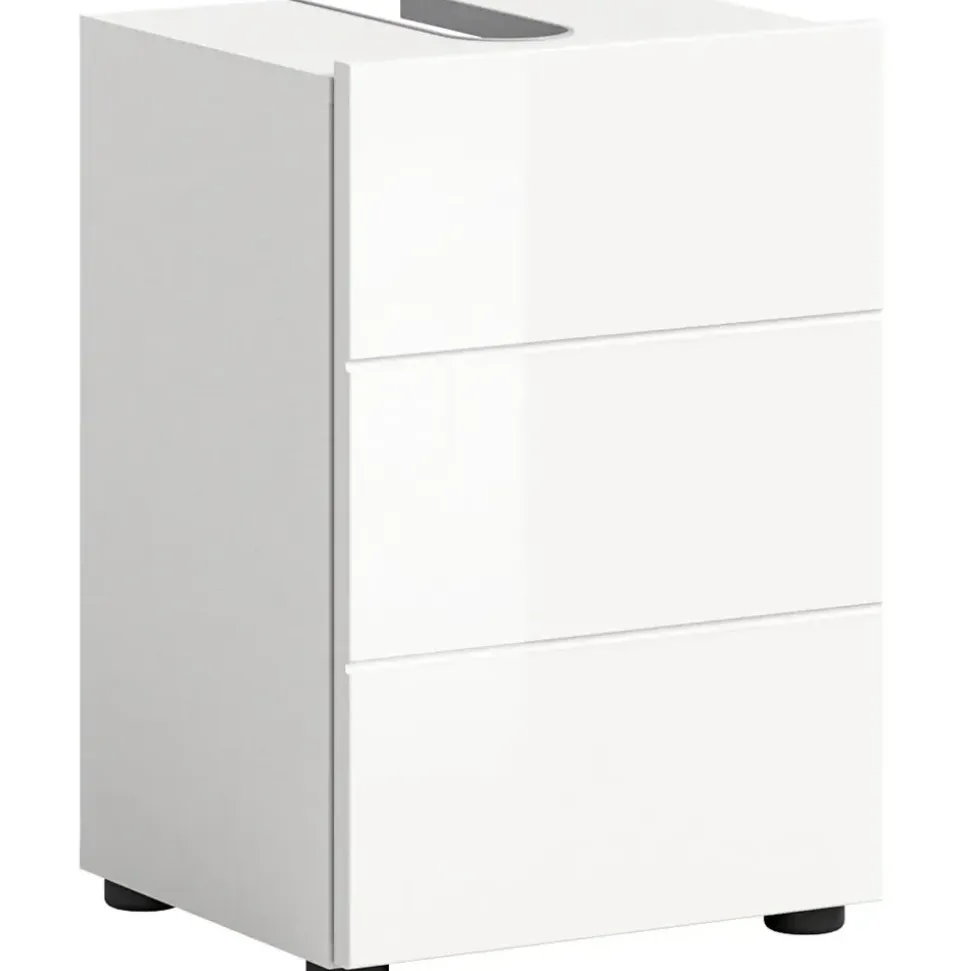 xonox.home Waschbeckenunterschrank Vira 38 x 56 cm Weiß Hochglanz