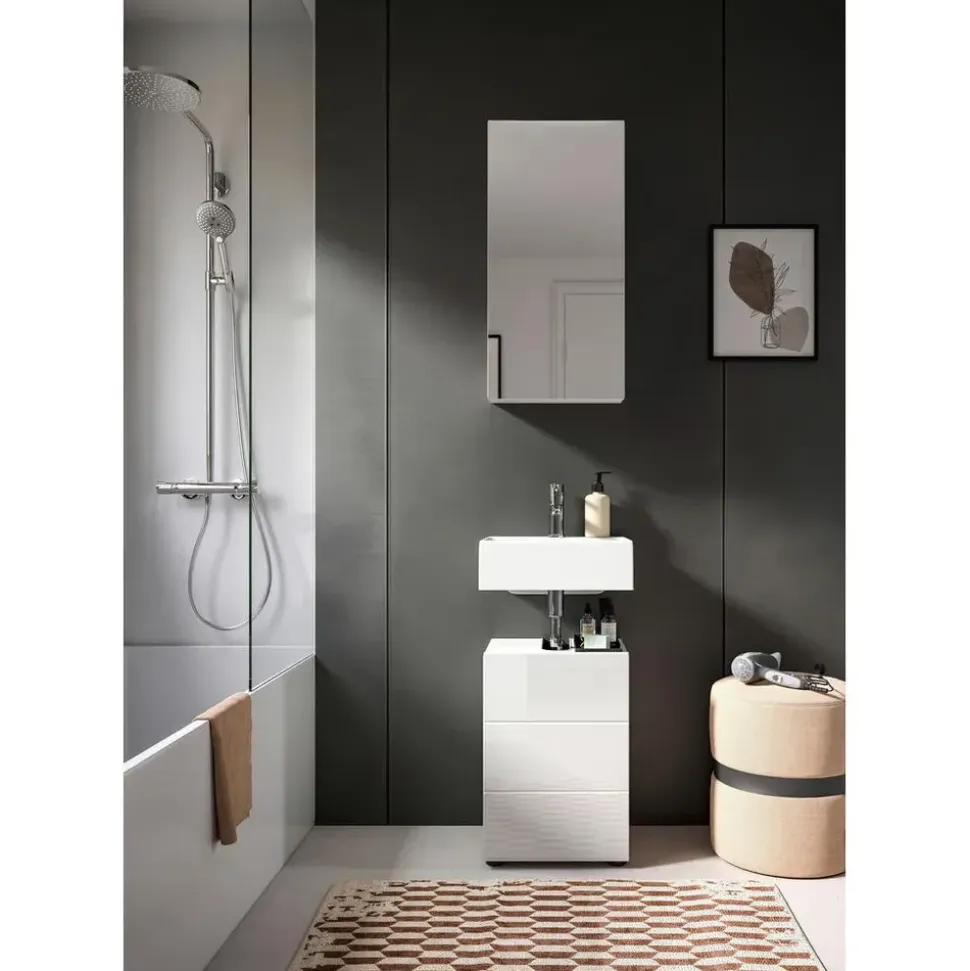 xonox.home Waschbeckenunterschrank Vira 38 x 56 cm Weiß Hochglanz