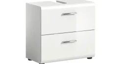xonox.home Waschbeckenunterschrank 2 Schubladen 60 x 54 x 30 cm Weiß Hochglanz
