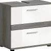 xonox.home Waschbeckenunterschrank Blake 60 x 57 x 34 cm Grau/Weiß Hochglanz