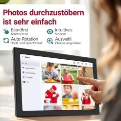 Xoro Digitaler Bilderrahmen, 1280x800 HD IPS Touch Display, 16GB Speicher, Automatische Rotation, Teilen Sie Fotos sofort von überall aus