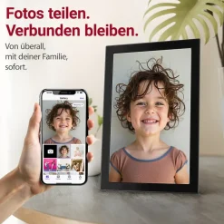 Xoro Digitaler Bilderrahmen, 1280x800 HD IPS Touch Display, 16GB Speicher, Automatische Rotation, Teilen Sie Fotos sofort von überall aus