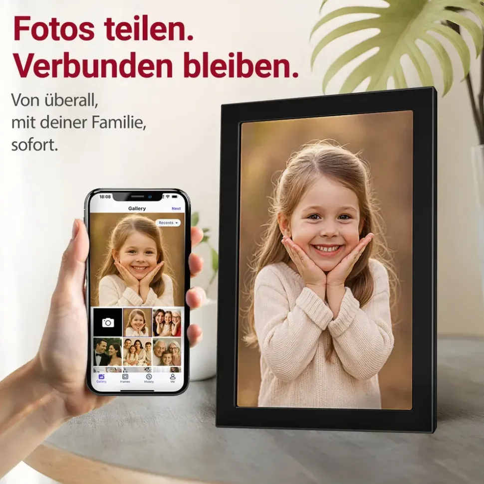 Xoro XOR107373 Digitaler Bilderrahmen, 1280x800 HD IPS Touchscreen, WLAN