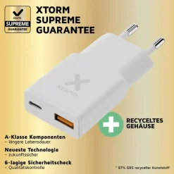Xtorm Go2 SlimLine Wand-Ladegerät 33W 1x USB-C/ 1x USB-A weiß