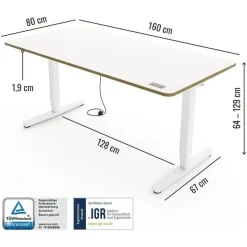 Yaasa Schreibtisch Desk Pro 160 x 80 cm Multiplex Weiß/Weiß