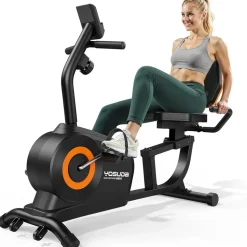 YoSuDa Liegeergometer für Zuhause mit 8 verstellbar Widerstandsstufen Magnetbremse, Leise Liegerad Heimtrainer, verstellbarer Sitz, einfache Montage, LCD-Display und Pulssensoren, bis 160kg, Heimtrainer Fahrrad