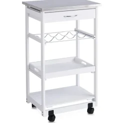 Zeller Küchenrollwagen mit Edelstahltop 82 cm x 37 cm x 47 cm Weiß