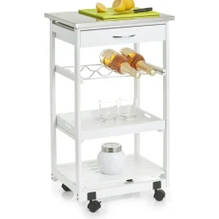 Zeller Küchenrollwagen mit Edelstahltop 82 cm x 37 cm x 47 cm Weiß