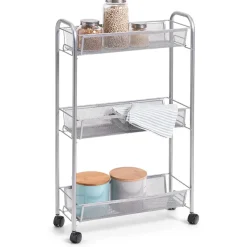 Zeller Rollwagen Mesh 3-lagig 70,5 cm x 17 cm x 44 cm Silber