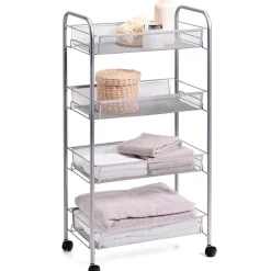 Zeller Rollwagen Mesh 4-lagig 83,5 cm x 26 cm x 42,5 cm Silber