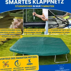 Zero Gravity Gartentrampolin 457 x 305 cm inkl. Leiter und Bodenanker Blau