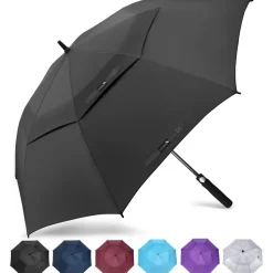 ZOMAKE Regenschirm groß sturmfest, Golf-Regenschirm XL, Schwarz